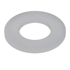 A white, smooth, ring-shaped object with a central hole, identified as the AGCO | WASHER - D28430197 by the brand AGCO, is set against a clean, white background.