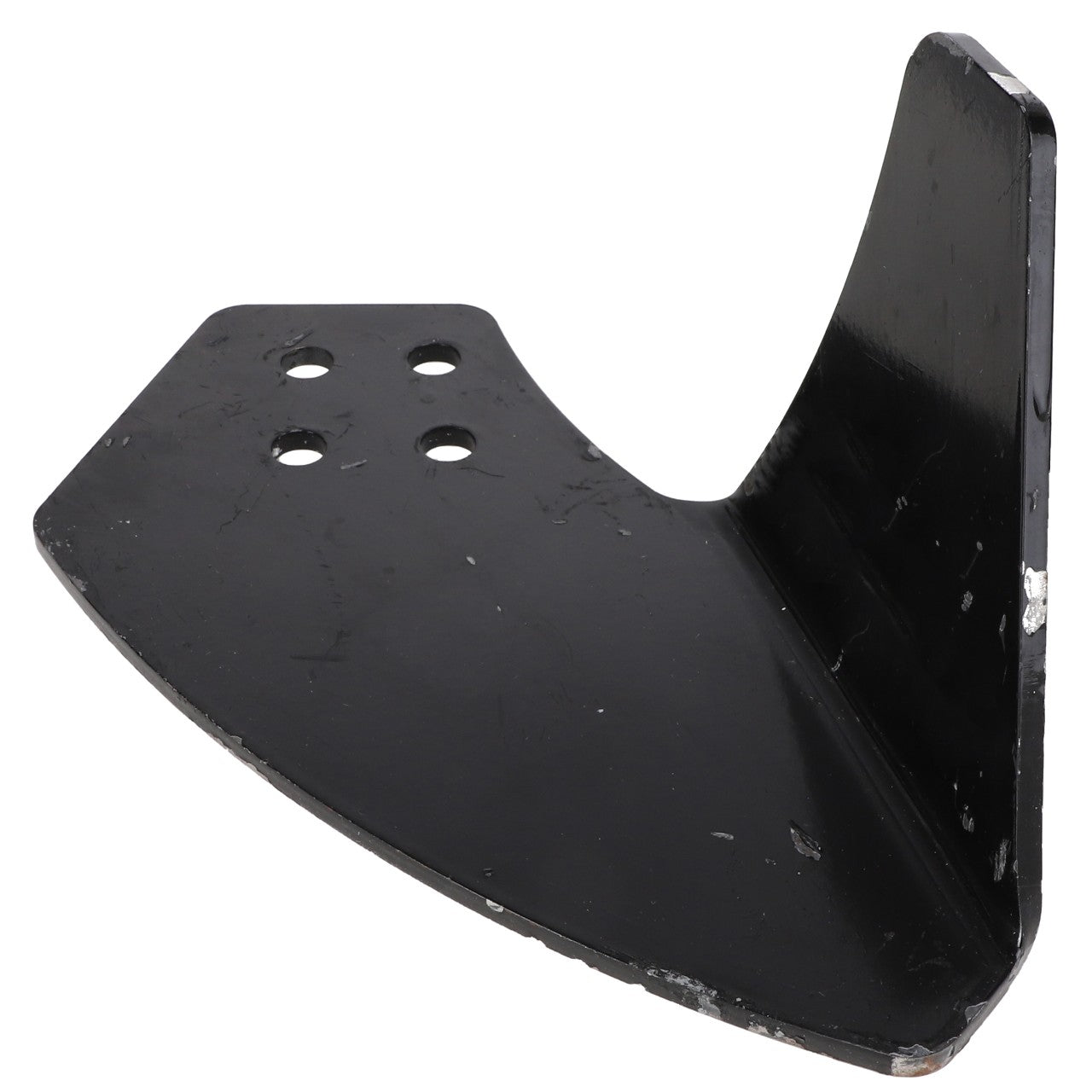 A black metal bracket with a curved side featuring four holes arranged in a square pattern, identified as the AGCO Scraper Blade, Right Hand - Acp0018340. No current product description available.