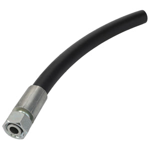 A flexible black hose with a metal connector on one end, the AGCO HYDRAULIC HOSE - ACY1567510 by AGCO. Unfortunately, no current product description information is available.