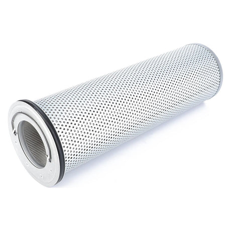 The Hydraulic Filter Spin On - AG616023 by AGCO is a cylindrical metal cartridge with a perforated outer surface and open ends, designed for industrial or mechanical filtration purposes to ensure optimal performance.