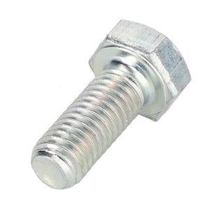 Close-up of the AGCO Hexagonal Head Bolt - La16043431, featuring coarse threading and a shiny finish. No current product description available.