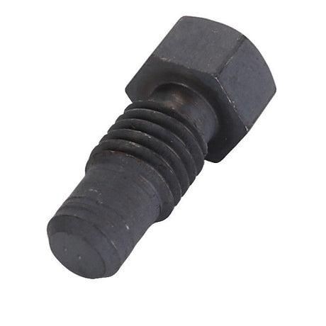 Close-up of the AGCO Hex Head Bolt - 3389405M1 by AGCO, featuring a black metal hex head with a 22.84mm width, threaded end, and angled slightly to the right.