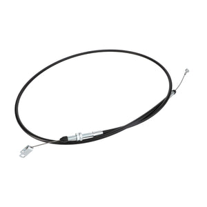 The AGCO Cable, Throttle Control - 3811818M91 is a black flexible wire cable with metal connectors at both ends, ideal for use in Massey Ferguson models like the MF 4370.