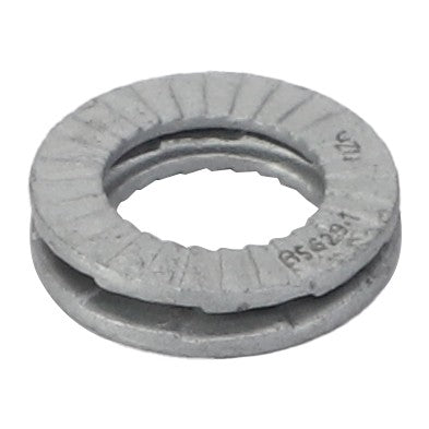 An AGCO | Lock Washer - Acw8473240, a metal Nord-Lock washer with a serrated surface and split design for securing bolts. No current product description information is available.