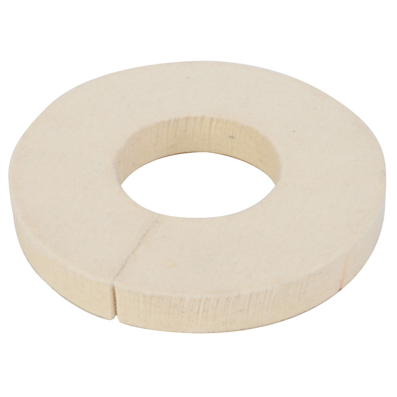 The AGCO Felt Seal - Acw1790510 is a round, beige felt washer featuring a central hole and a small slit on one side; additional details are currently unavailable.