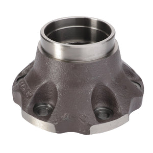 An AGCO Wheel Hub (model 898348M3) featuring a metal industrial flange with a hollow center and bolt holes, designed for compatibility with Massey Ferguson Models' wheel hubs.