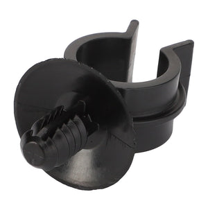 The AGCO | Clip - Acp0669790 from AGCO is a black plastic clip featuring a flat circular head, designed for securing objects or cables. No current product description available.