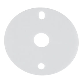 A round white plastic disc, identified as the AGCO Shim - Acw0670630, features three holes—one in the center and two near the edge for mounting. No current product description information available.