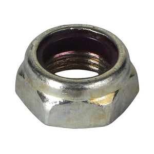 A close-up image of the AGCO | NUT - AG712503, a hexagonal metal nut with a threaded inner hole from the brand AGCO.