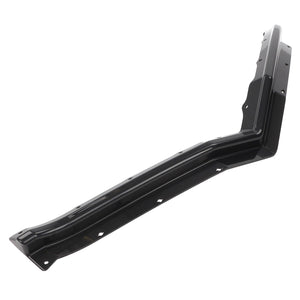 The AGCO Right Hand Shield - Acw121133A is a black metal part with multiple bolt holes, characterized by an elongated and angular shape, designed for precision assembly.