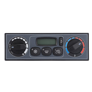 Introducing the AGCO | Control Box - Acw202316B, a high-quality control panel for your vehicle's air conditioning and heating system. This branded AGCO product features user-friendly dials for temperature adjustment, fan speed regulation, and mode selection. Additionally, it includes dedicated buttons for defrosting and recirculation functions. 