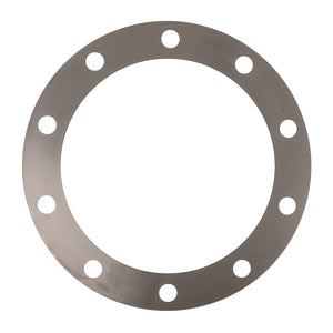 The AGCO | SPACER - AG239437 is a durable metallic circular flange designed with eight evenly spaced bolt holes for dependable attachment.