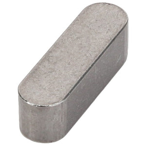 The AGCO | KEY - CG1121394800 is a rectangular, metallic key with rounded edges, designed for mechanical purposes such as locking or securing components in machinery.