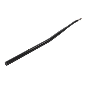 The AGCO Lever Rod, Steering Column - 3697877M91 is a black, slightly curved, elongated metal rod with a narrow end, designed specifically for use with Massey Ferguson models.