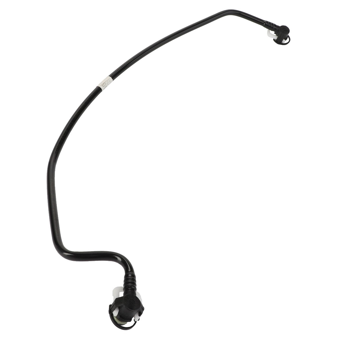 No current product description available for this product: AGCO | Fuel Line - La2830470 by AGCO, which is a curved black metal tube with connectors on both ends, likely an automotive fuel or brake line.