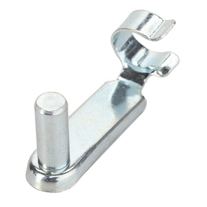 The AGCO | CLIP - CG1182102000 is a small, metallic bracket featuring a cylindrical peg and a curved clip, designed for holding or securing objects. No current product description information is available.