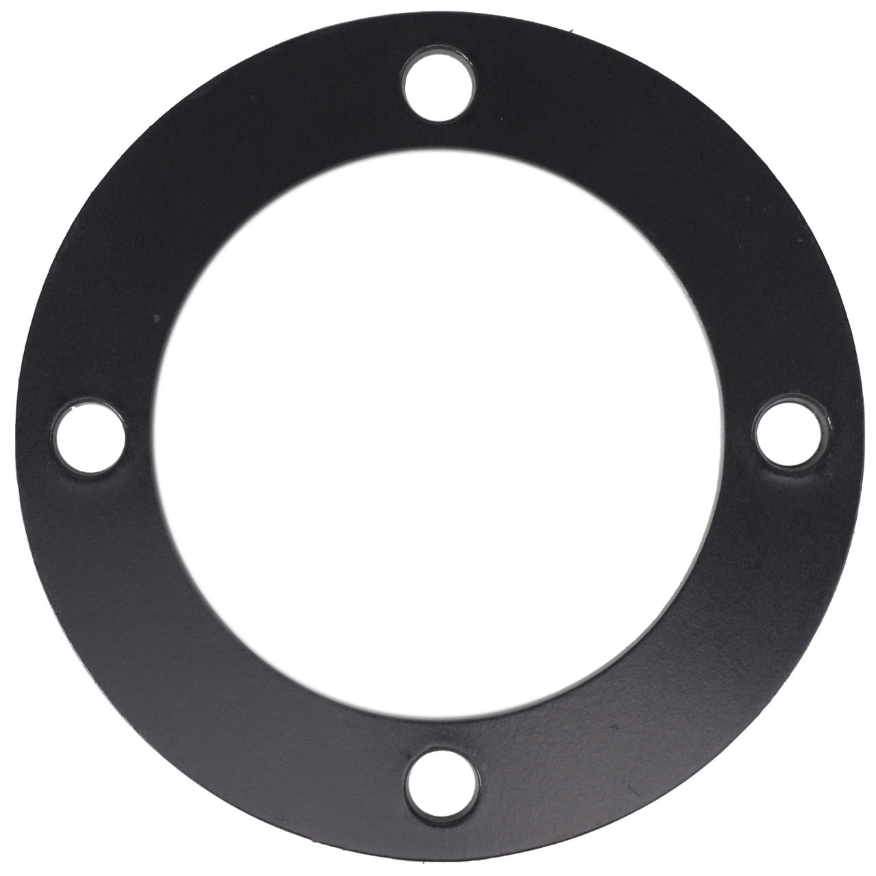 The AGCO Flange - E11328 is a black circular metal flange featuring four evenly spaced holes; no current product description information is available.