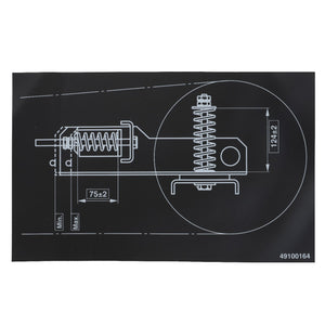 Technical blueprint showing detailed spring mechanism design with measurements in millimeters for AGCO | DECAL - D49100164. No current product description information is available.