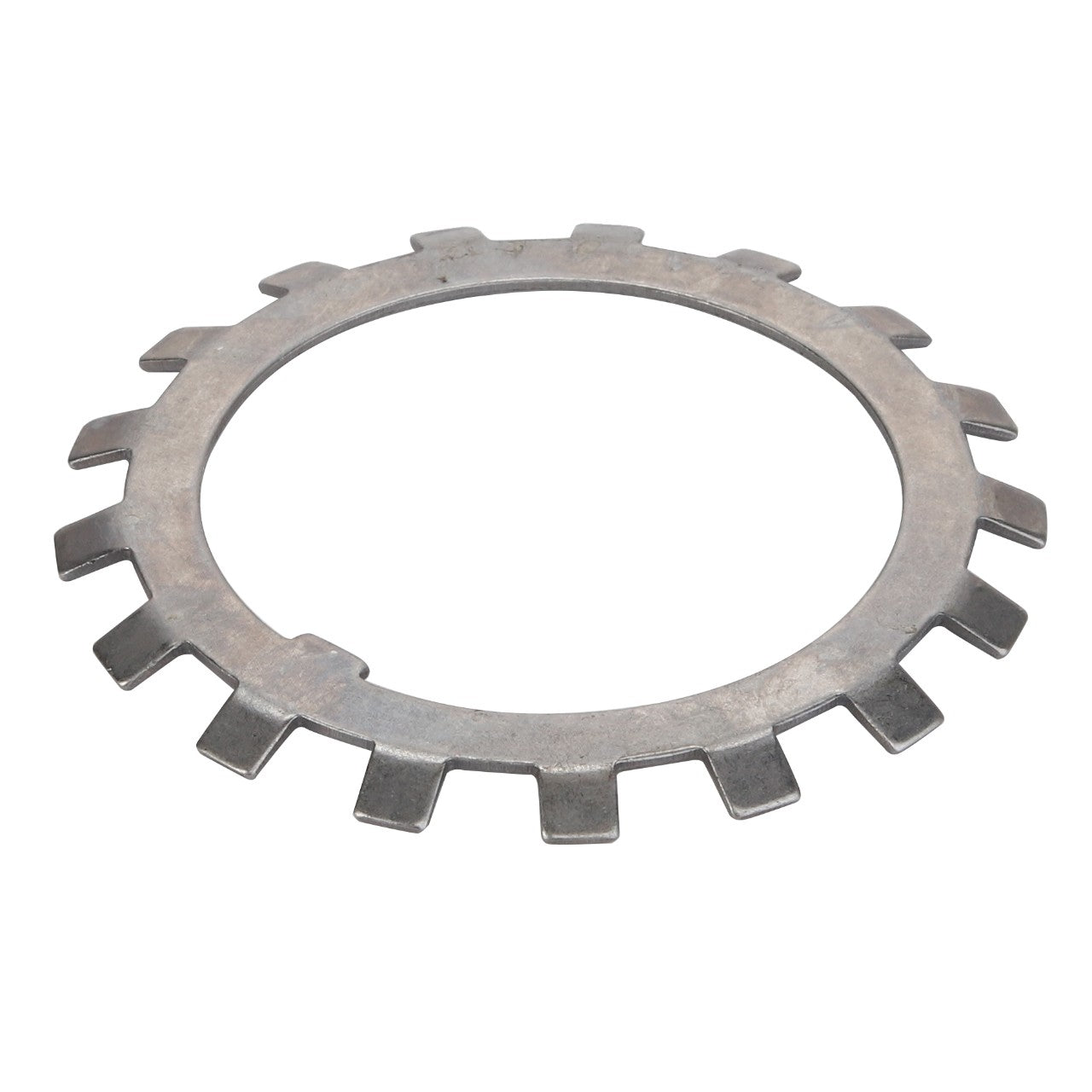 The AGCO | Lock Washer - Acw0633770, produced by the brand AGCO, is a metal round washer with notched edges commonly used in machinery to secure bolts and prevent loosening.