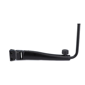 A black adjustable bicycle kickstand with a mounting bracket and a knob for height adjustment, offering sturdy construction similar to the AGCO | Mirror Arm - 4285317M92 by AGCO, shown against a white background.