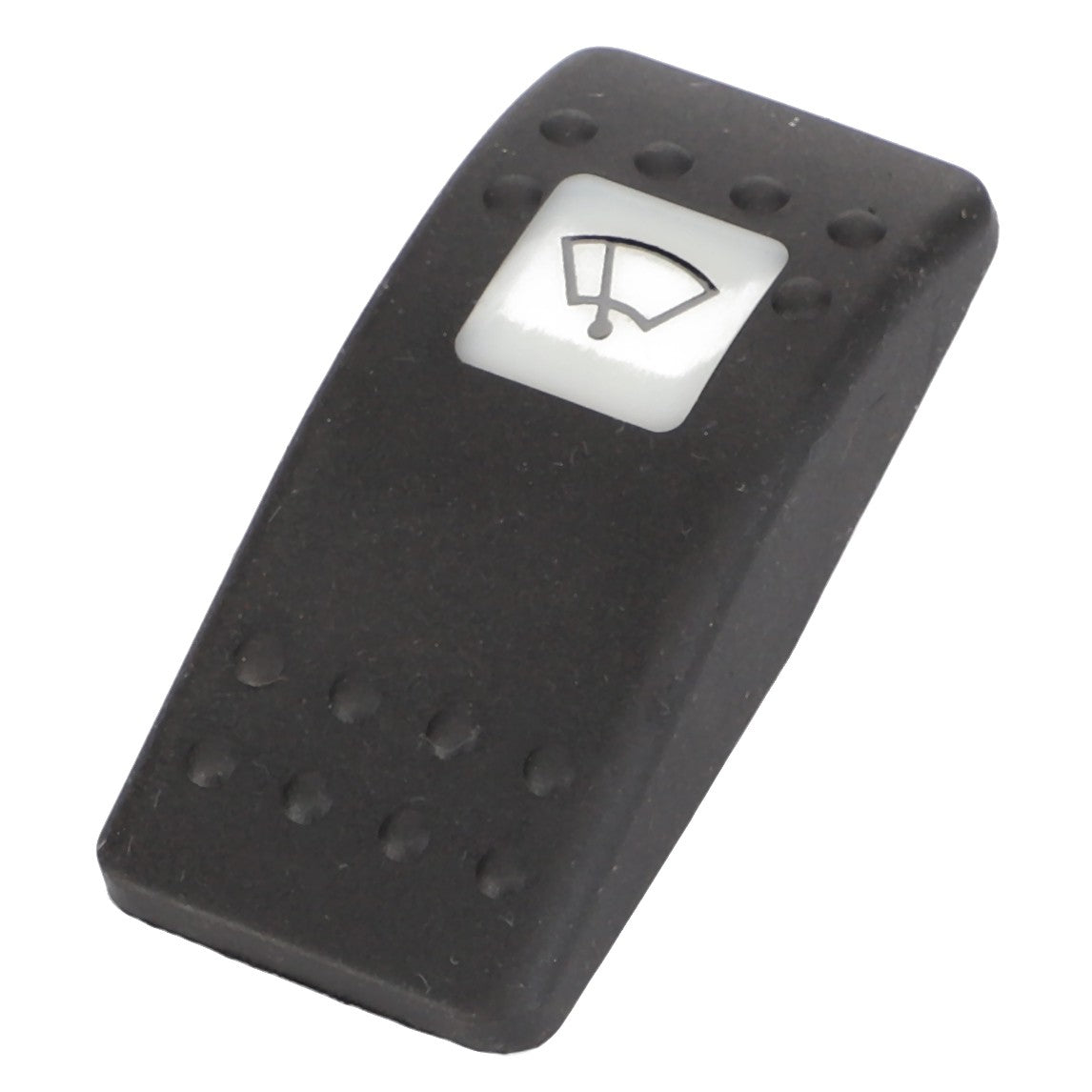 This AGCO window washer switch, model D45050018, is a black rectangular car switch featuring a windshield wiper symbol on a white background and currently has no product description information available.