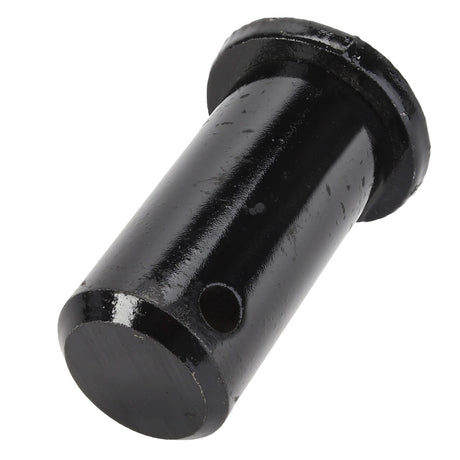 The AGCO Pin - Acp0017980 is a black cylindrical metal pin with a round flat head and a small hole near the bottom.