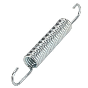 Close-up of the AGCO | Spring - Acw0514620, a tightly coiled metal tension spring featuring hooks on both ends.