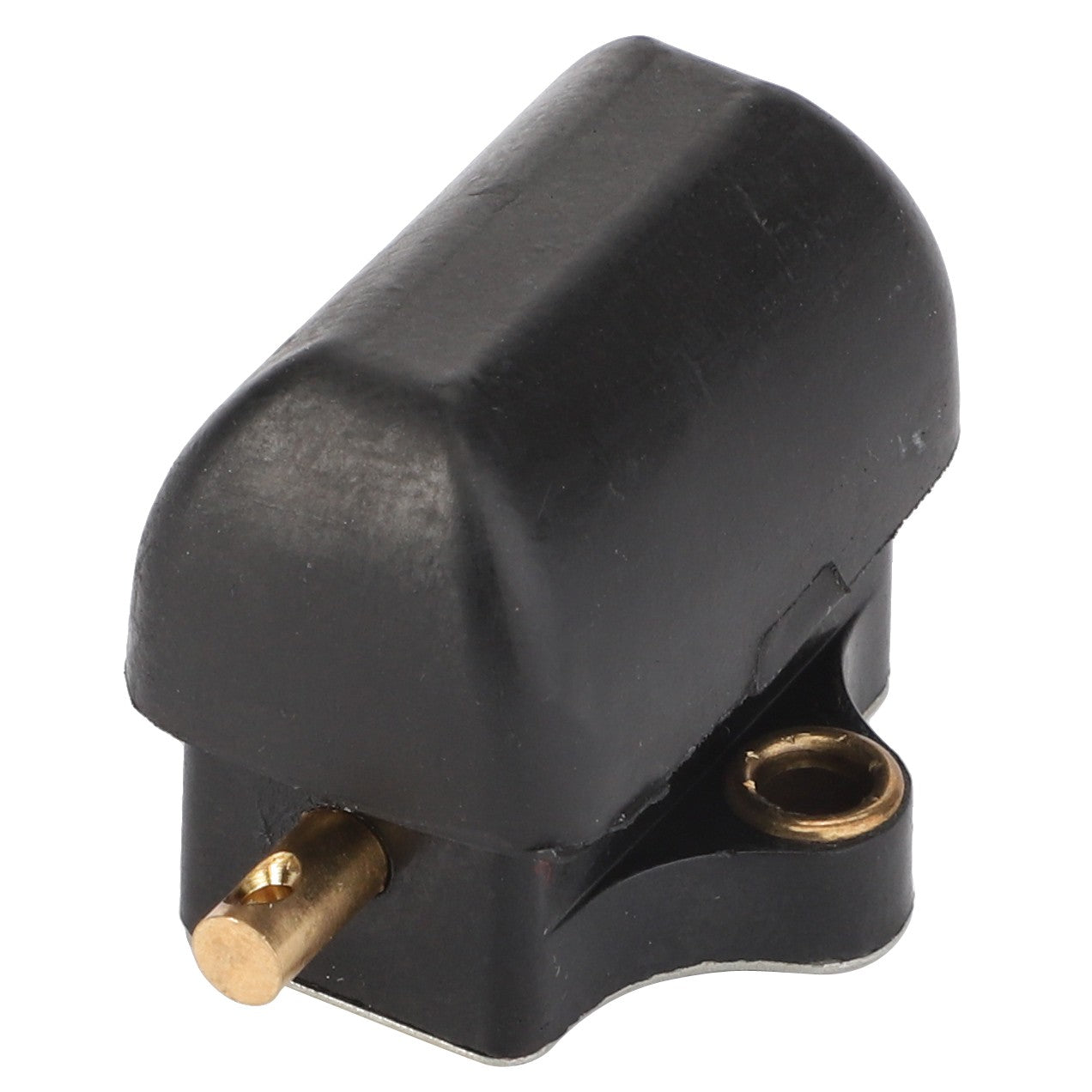 Close-up of the AGCO | SWITCH - D45070090, a black and gold electrical component with a cylindrical shape and two connection points from the brand AGCO. Unfortunately, no additional product description is available.