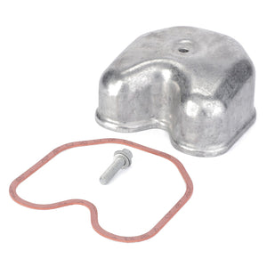 A sleek AGCO Cylinder Head Cover - F214202210380, a sturdy bolt, and a perfectly fitting gasket are meticulously arranged on a clean white background.