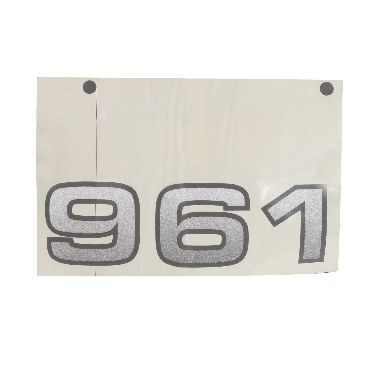 A white rectangular sign with the number 961 in large, bold, black print. This product is named AGCO | DECAL - AL11135486 by the brand AGCO.