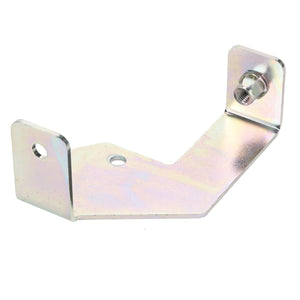 The AGCO Bracket - Acw2102730, offered by AGCO, is a robust metal L-shaped bracket designed with two mounting holes on one end and one on the other. It also features a threaded bolt on the upper right side for secure fastening.