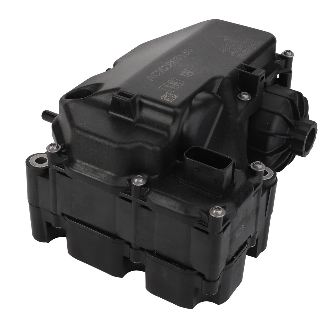 The AGCO | Supply Module - Acx2983180 is a black automotive part featuring various connectors and a complex design. No current product description information is available.