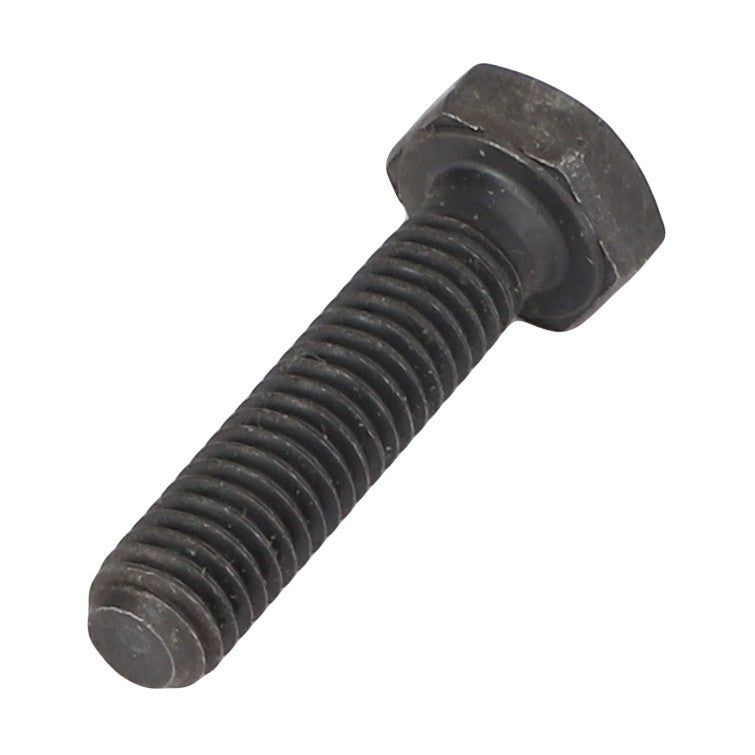 A silver-colored AGCO screw, model F339300020940, featuring visible threading and a hexagonal head, positioned diagonally against a pristine white background.