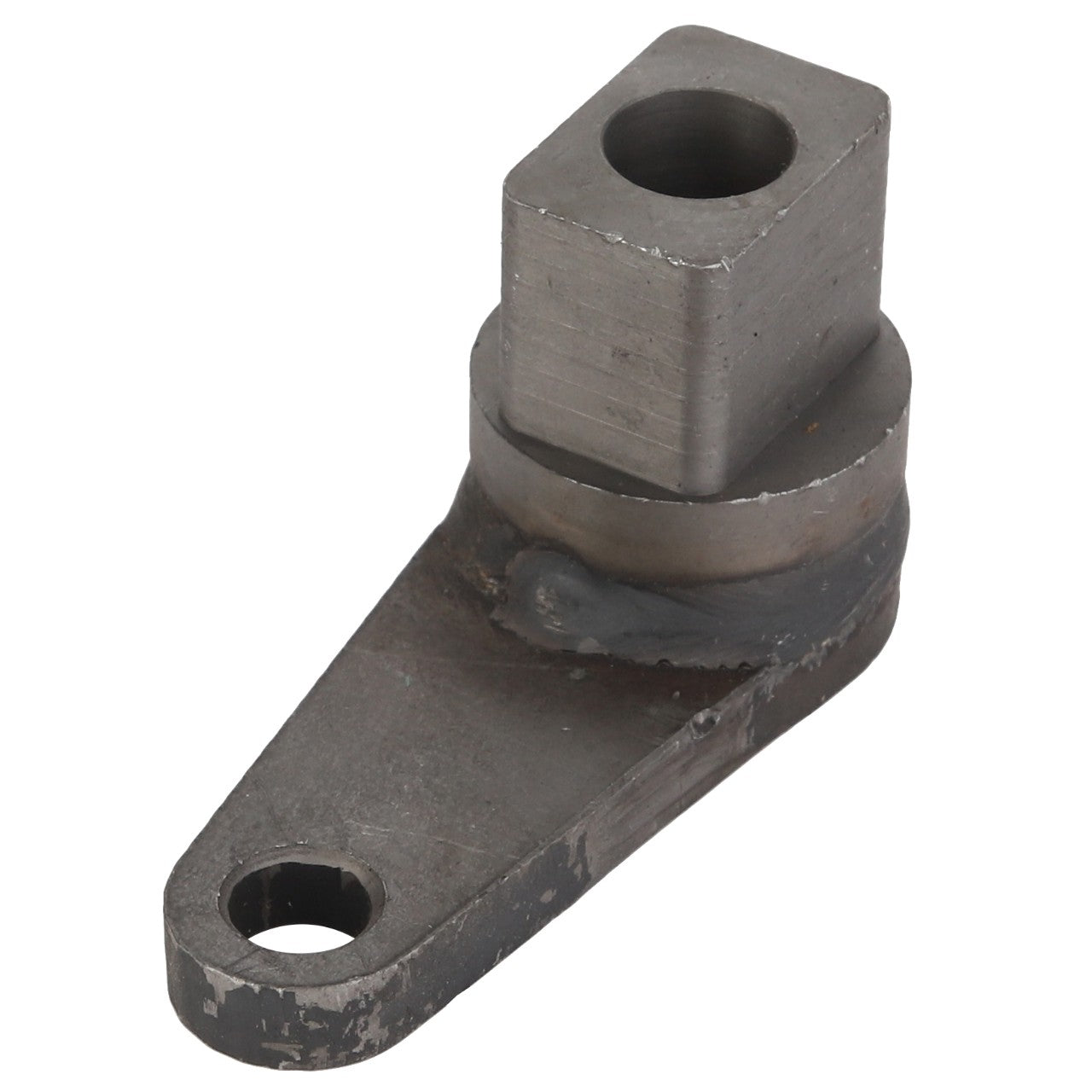 A metal bracket with a rectangular protrusion and a circular hole at its base, identified as AGCO | BRAKE LEVER - D46100668 from the brand AGCO. Further specifications are not available.