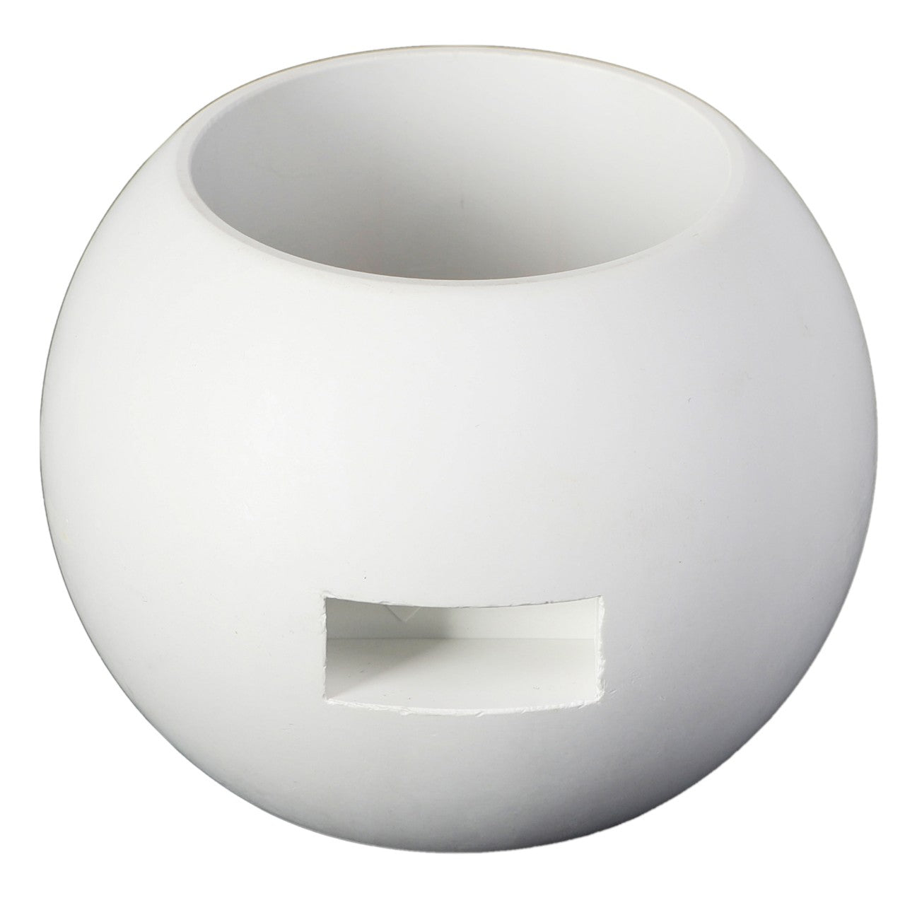 A white, round container with a flat base and a rectangular cutout on one side. Product Name: AGCO | Ball - Ag007567 from the brand AGCO.