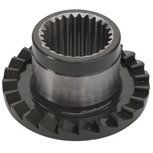 A close-up image of the AGCO | Hub - 1747-25-90-62Gy, showcasing its high-quality engineering akin to Massey Ferguson machinery, with a central hole and uniformly spaced teeth on the outer rim. The metal surface boasts a shiny finish.