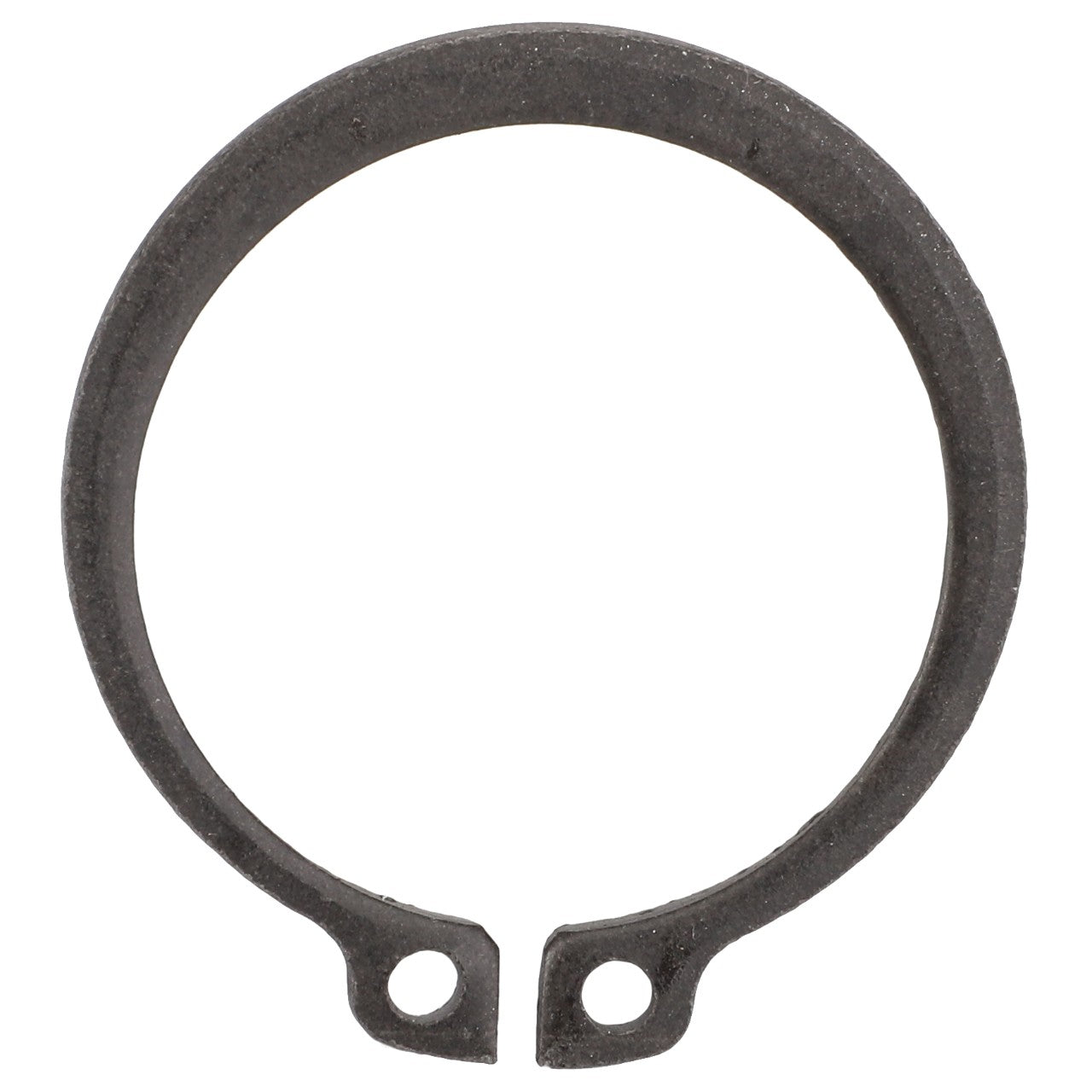 A black AGCO Snapring (9-1119-0019-5) featuring two small holes at one end, forming a semicircular shape with a gap, compatible with various Valtra models.