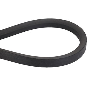 Close-up image of the AGCO BELT - D41954800 in a partial loop shape, showing its textured black rubber surface and curved form. No current product description information available.