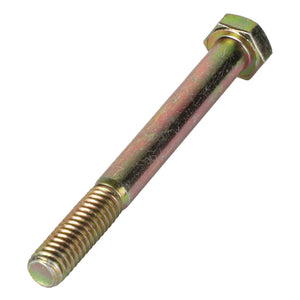 A metallic hexagonal head bolt with threaded and unthreaded sections on its shank. Product Name: AGCO | HEXAGONAL HEAD BOLT - AG550906 by Brand Name: AGCO. No current product description information is available.