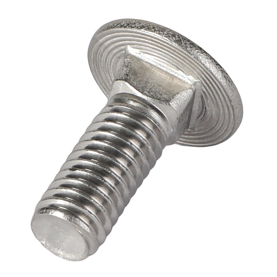 Close-up of the AGCO | CARRIAGE BOLT - AG726750, featuring a round flat head and threaded shaft, positioned against a white background.