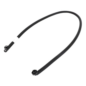 The AGCO Coolant Line (Acw1964570) by AGCO is a black, flexible corrugated tube with connectors at both ends, commonly used for routing wires or cables.