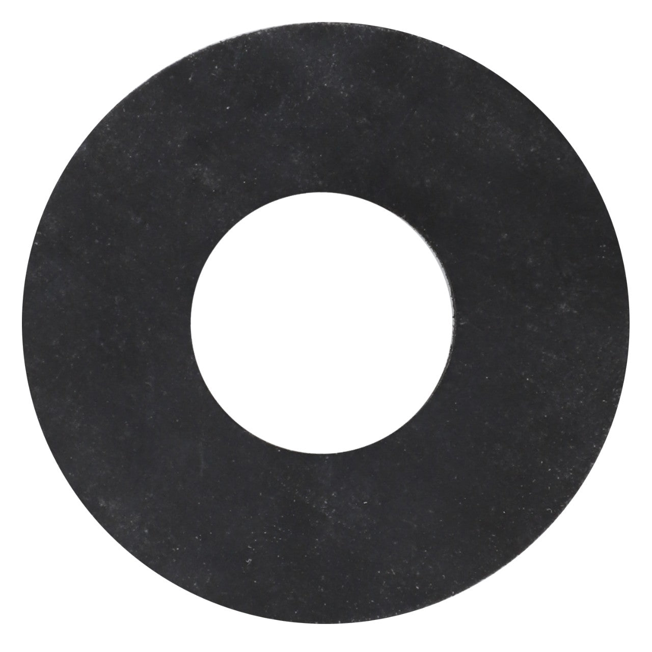 The AGCO Washer - Acw1724630, a black flat circular washer featuring a large central hole, is set against a stark white background.