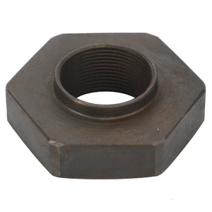 A large, hexagonal metal nut with a threaded hole in the center, compatible with various Massey Ferguson models. This is the AGCO Nut Special - 3712257M2.