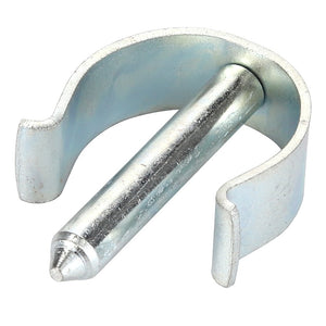 The AGCO LOCKING PIN - DAB12703, a U-shaped metal fastener with a cylindrical pin commonly used for securing cables or wires, is essential when no description is available for certain hardware components.