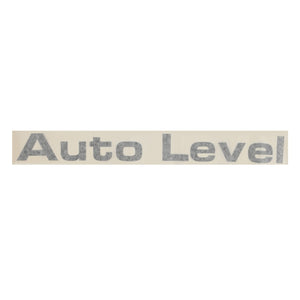 A white sign in the shape of a rectangle, featuring "Auto Level" written in gray, uppercase letters is displayed. The product name is AGCO | DECAL - D49130007 by AGCO. Product description details are currently unavailable.