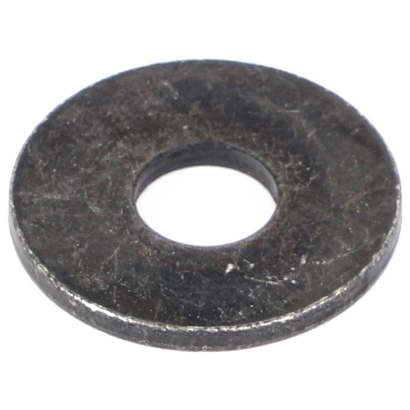 The AGCO Flat Washer (Model: Acw0988130) is a metal washer featuring a central hole, designed by AGCO for use in mechanical assemblies to evenly distribute the load of a threaded fastener.