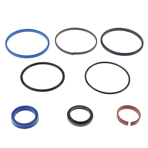 The AGCO | KIT - AL5040047 set includes eight assorted seals and o-rings of different sizes and colors, organized in two rows. The upper row features black and blue rings, while the lower row contains blue, black, and red components. Additional product description details are not currently available.