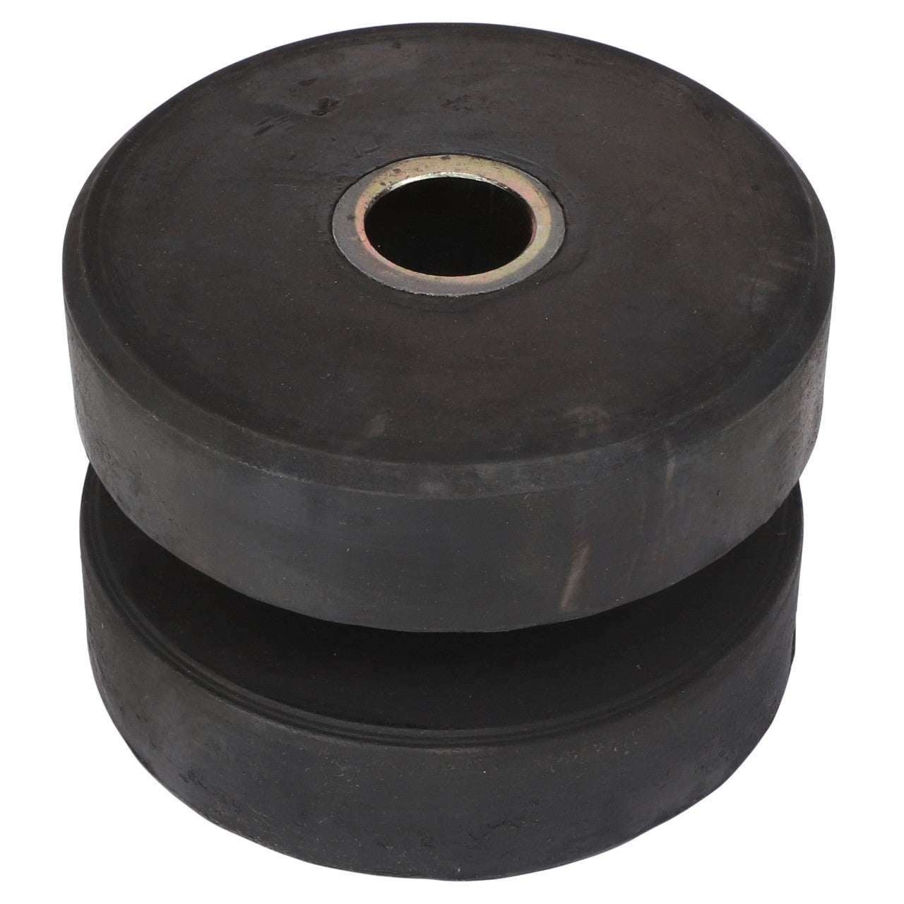 AGCO | BONDED MOUNT - AG130266 is a pair of black rubber cylindrical mounts with a central metal-lined hole, stacked on top of each other. Product Description Not Available for additional details.