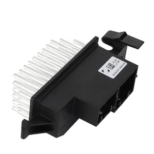 The AGCO | Regulator - F737812145320, a black electronic component with metal fins and dual plastic connectors, is marked with a white label displaying an alphanumeric code and exudes the precision engineering characteristic of Fendt Vario systems.