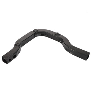 The AGCO | Shield Bracket - ACW0763700 is a black, metal bracket featuring three mounting holes and a bent shape.